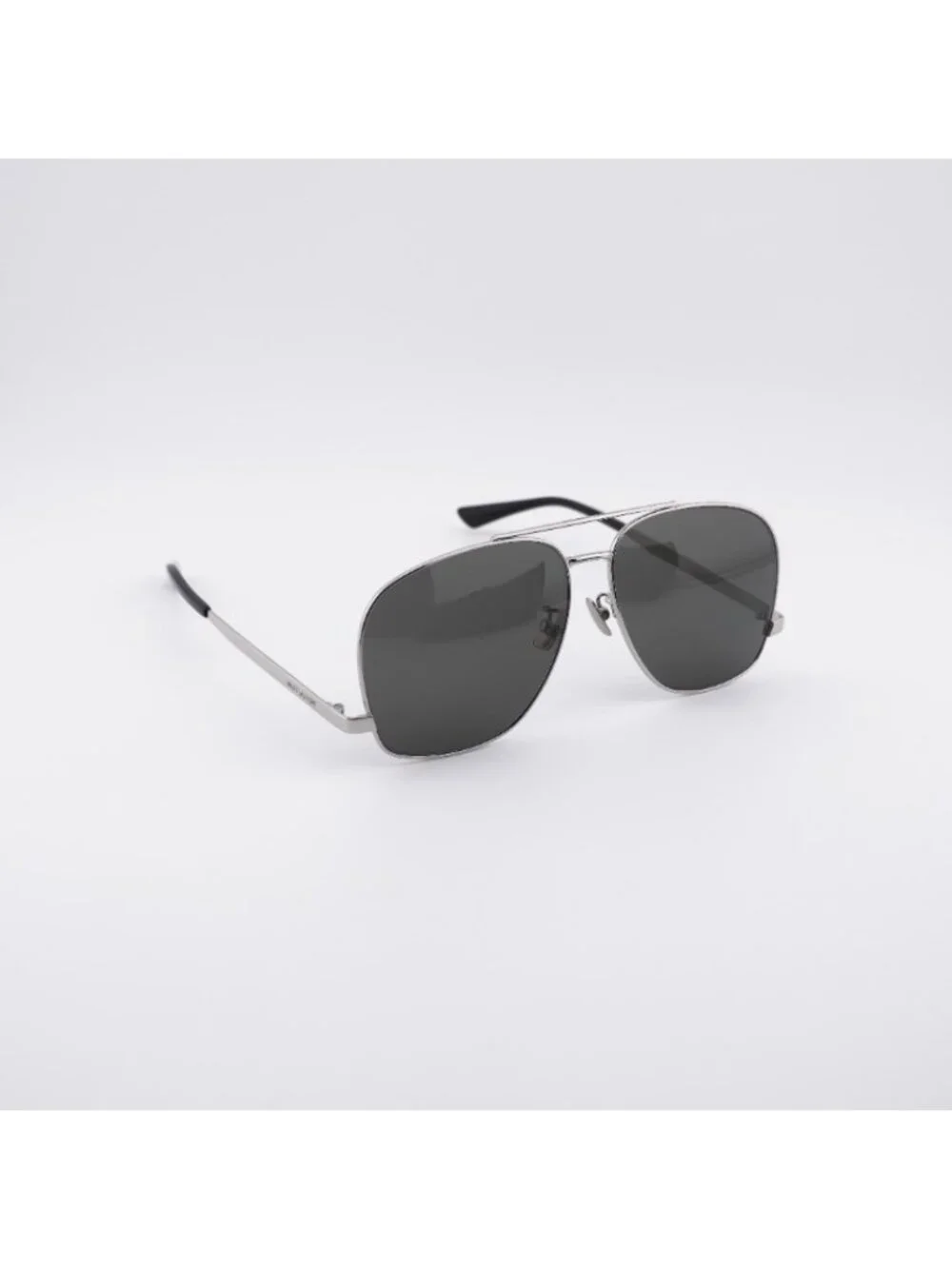 Saint Laurent SL653/F LEON 001 Sunglasses Silver Aviator Frame, Grey Lenses